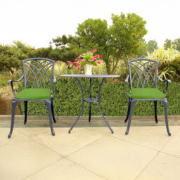 Centurion Oshowa Grey and Green 2 Seater Cast Aluminium Garden Bistro Set with Cushions