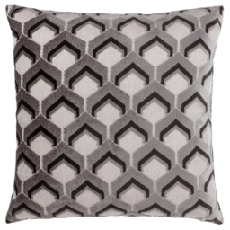 Paoletti Ledbury Grey and Black Velvet Jacquard Cushion - thumbnail 1