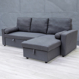 Indoor Living Manhattan 3 Seater Grey Chaise Sofa Bed