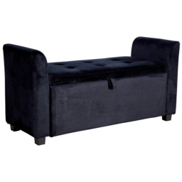 Home Source Verona Sleigh Style Velvet Black 2 Seater Storage Bench - thumbnail 2