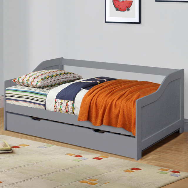 Comfy Living Single Grey Wooden Bed with Trundle - image 1