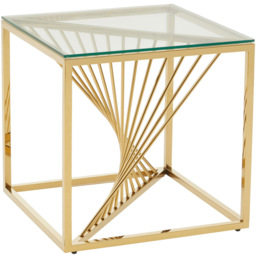 Premier Housewares Amella Tempered Glass Top End Table with Gold Finish Frame - thumbnail 2