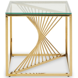 Premier Housewares Amella Tempered Glass Top End Table with Gold Finish Frame - thumbnail 4