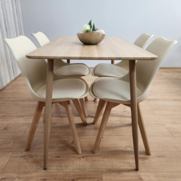Kosy Koala 4 Seater Plastic Dining Set Wood Effect and Cream