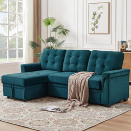 Furniture One 3 Seater Green Corner Storage Sofa Bed