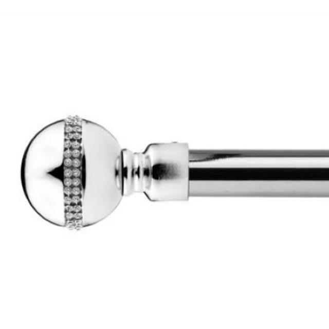 New Edge Blinds Bejeweled Chrome Extendable Eyelet Metal Curtain Pole Set 160-300cm - image 1