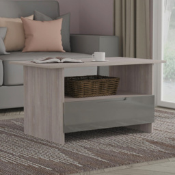 Crowndale Milan Grey Gloss and Grey Oak Single Drawer Coffee Table Ready Assembled