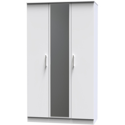 Crowndale Devon Ready Assembled 3 Door White Matt Mirrored Wardrobe - thumbnail 2