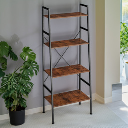 tectake Liverpool Dark Wood Rustic 4 Tier Ladder Shelf