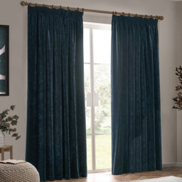Yard Heavy Chenille Velvet Navy Pencil Pleat Curtains 229 x 183cm
