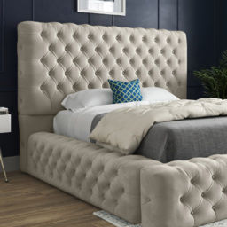 Grand Milan Silver King Size Upholstered Bed Frame with Pleated Chesterfield Headboard - thumbnail 3