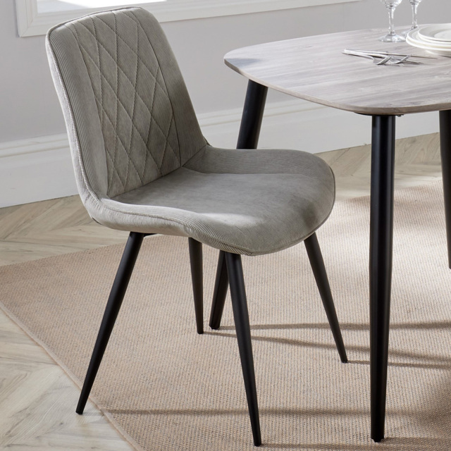 Core Products Aspen Set of 2 Light Grey and Black Diamond Stitch Dining Chair - image 1