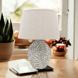 Acacia Home 32cm Ceramic Table Lamp with Fabric Shade - thumbnail 2