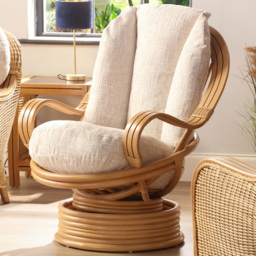 Desser Furniture Centurion Cotton Cream Rattan Swivel Rocker Chair