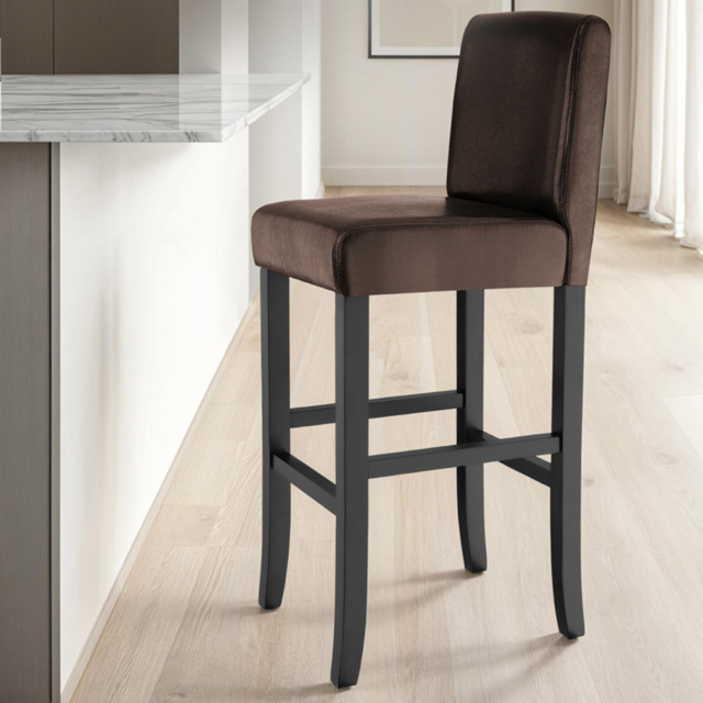 tectake Brown Faux Leather Bar Stool Set of 6 - image 1