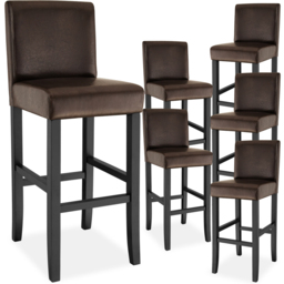 tectake Brown Faux Leather Bar Stool Set of 6 - thumbnail 2