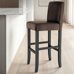 tectake Brown Faux Leather Bar Stool Set of 6 - thumbnail 1