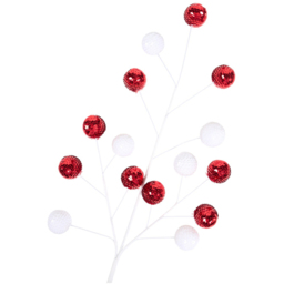 Candy Cane Lane Red Sequin Pom Pom Spray Christmas Decoration - thumbnail 2