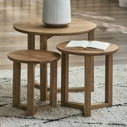 Julian Bowen Nidri Oak Nest of Table Set of 3