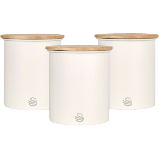 Swan 3 Piece Cotton White Canisters - image 1