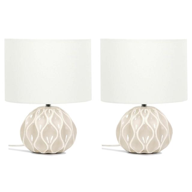 ValueLights Luca Natural and White Textured Tables Lamp 2 Pack - image 1