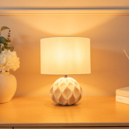 ValueLights Luca Natural and White Textured Tables Lamp 2 Pack - thumbnail 3