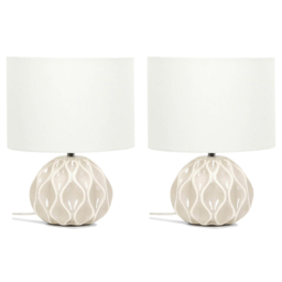ValueLights Luca Natural and White Textured Tables Lamp 2 Pack - thumbnail 1