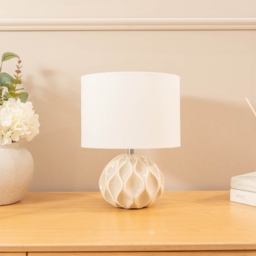 ValueLights Luca Natural and White Textured Tables Lamp 2 Pack - thumbnail 2