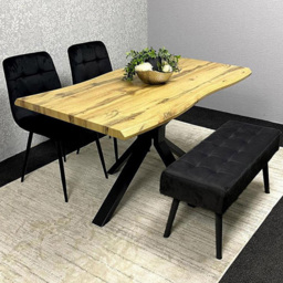 Portland Black 4 Seater Brown Rectangular Dining Set