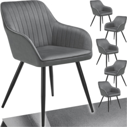 tectake Marilyn Grey Velvet Quilted Chair Set of 6 - thumbnail 2