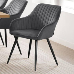 tectake Marilyn Grey Velvet Quilted Chair Set of 6