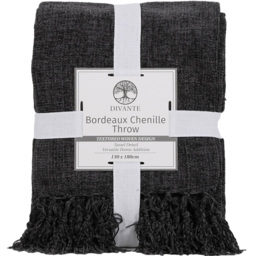 Divante Charcoal Bordeaux Chenille Throw 130 x 180cm