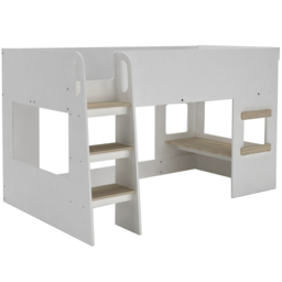 Kidsaw White and Oak Mid Sleeper Cabin Bed with Under Desk - thumbnail 2