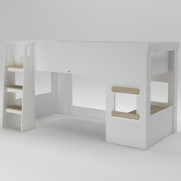 Kidsaw White and Oak Mid Sleeper Cabin Bed with Under Desk - thumbnail 3