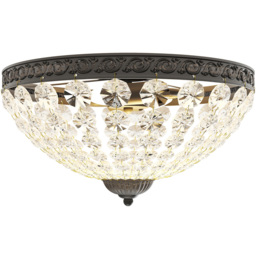 HOMCOM Screw E14 Black 2 Light Crystal Chandelier Ceiling Light - thumbnail 1
