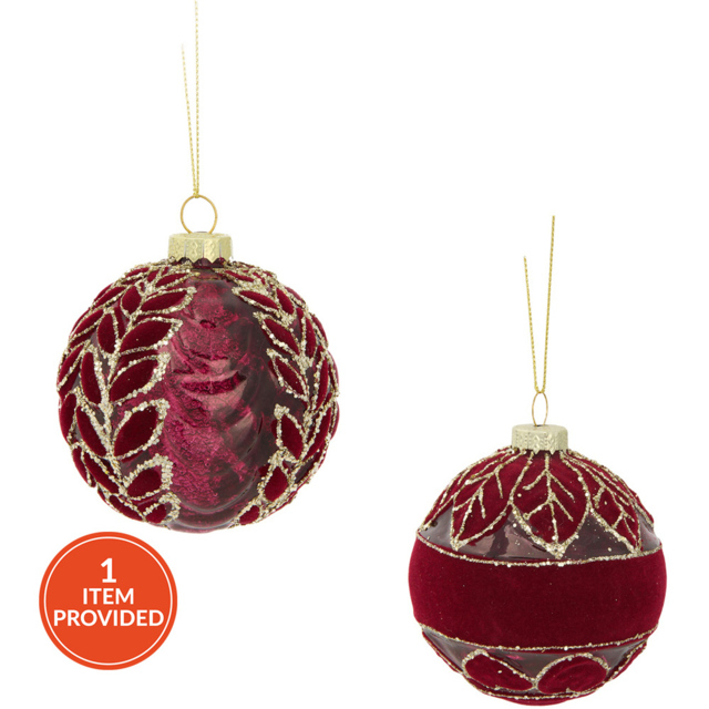 Burgundy Patterned Leaf Bauble - image 1