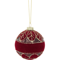 Burgundy Patterned Leaf Bauble - thumbnail 2