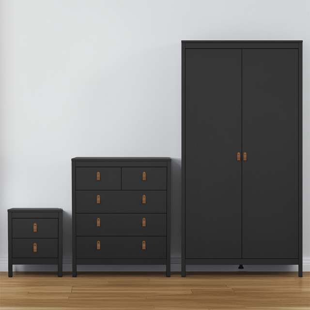 Florence Barcelona Matt Black 3 Piece Bedroom Furniture Set - image 1