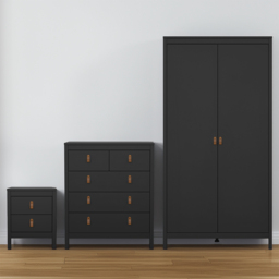 Florence Barcelona Matt Black 3 Piece Bedroom Furniture Set
