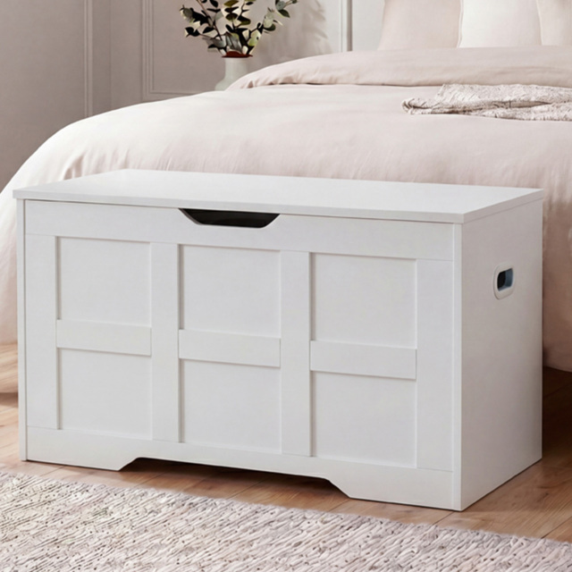 Vida Designs White Ottoman Storage Box Small - image 1