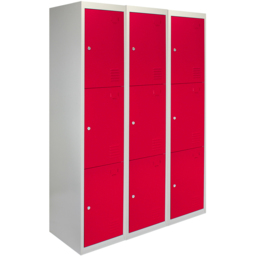 Monstershop 3 Door Red Metal Storage Locker 3 Pack - thumbnail 2