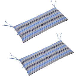 Outsunny 2-3 Seater Blue Stripes Bench Seat Pad 120 x 50cm 2 Pack