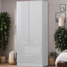 FWStyle Stora 2 Door 2 Drawer White Gloss Wardrobe
