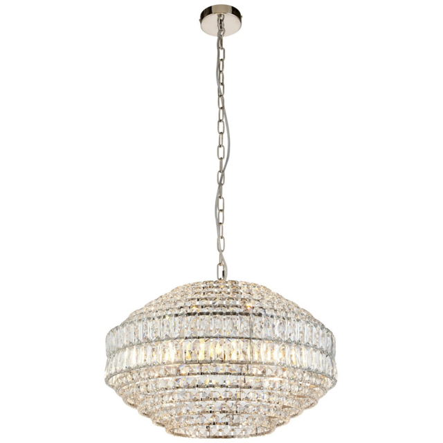 Merano Aversa Crystal Glass Clear and Bright Nickel Pendant Ceiling Light - image 1