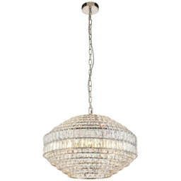 Merano Aversa Crystal Glass Clear and Bright Nickel Pendant Ceiling Light