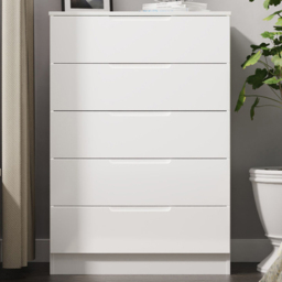 Crowndale Milan White Gloss and White 5 Drawer Chest of Drawers Ready Assembled
