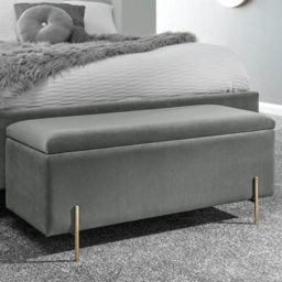 GFW Mystica Grey Velvet Ottoman Storage Bench