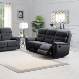 Clinton Dark Grey 3 Seater Manual Recliner Sofa - thumbnail 3