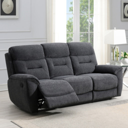 Clinton Dark Grey 3 Seater Manual Recliner Sofa - thumbnail 1