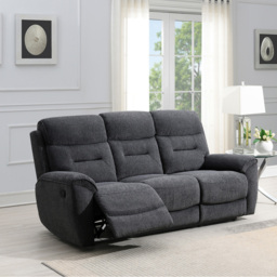 Clinton Dark Grey 3 Seater Manual Recliner Sofa - thumbnail 4